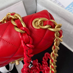 Chanel Mini Flap Bag Lambskin Gold-Tone Metal AS3205 Red - Default Title - View 4
