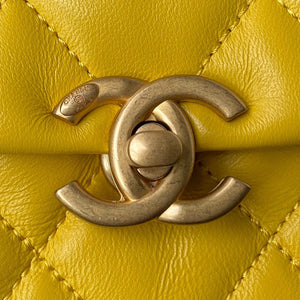 Chanel Mini Flap Bag Lambskin Gold-Tone Metal AS3205 Yellow - Default Title - View 3