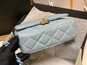 Chanel AS3206 Small Flap bag lambskin gold Blue - Default Title - View 6