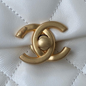 Chanel Small Flap Bag Lambskin Gold-Tone Metal AS3206 White - Default Title - View 3