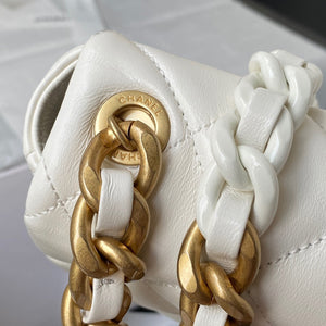 Chanel Small Flap Bag Lambskin Gold-Tone Metal AS3206 White - Default Title - View 4