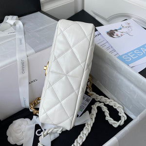 Chanel Small Flap Bag Lambskin Gold-Tone Metal AS3206 White - Default Title - View 6