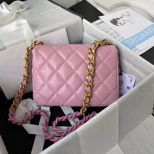 Chanel Small Flap Bag Lambskin Gold-Tone Metal AS3206 Pink - Default Title - View 2