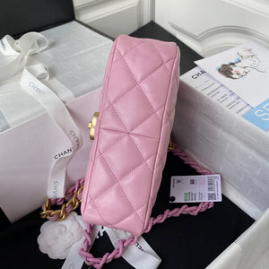 Chanel Small Flap Bag Lambskin Gold-Tone Metal AS3206 Pink - Default Title - View 6