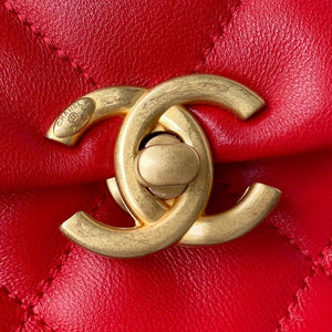 Chanel Small Flap Bag Lambskin Gold-Tone Metal AS3206 Red - Default Title - View 3
