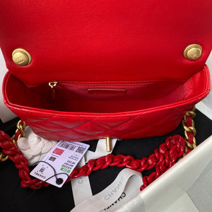 Chanel Small Flap Bag Lambskin Gold-Tone Metal AS3206 Red - Default Title - View 7