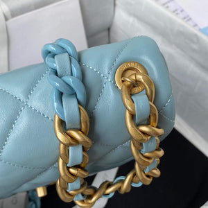 Chanel Small Flap Bag Lambskin Gold-Tone Metal AS3206 Blue - Default Title - View 4
