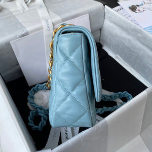 Chanel Small Flap Bag Lambskin Gold-Tone Metal AS3206 Blue - Default Title - View 5