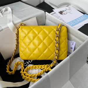 Chanel Small Flap Bag Lambskin Gold-Tone Metal AS3206 Yellow - Default Title - View 2