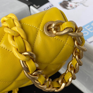 Chanel Small Flap Bag Lambskin Gold-Tone Metal AS3206 Yellow - Default Title - View 4