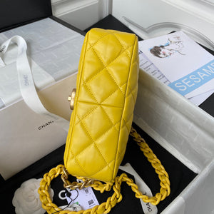 Chanel Small Flap Bag Lambskin Gold-Tone Metal AS3206 Yellow - Default Title - View 6