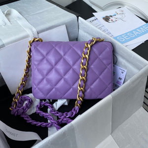 Chanel Small Flap Bag Lambskin Gold-Tone Metal AS3206 Purple - Default Title - View 2
