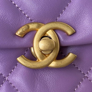 Chanel Small Flap Bag Lambskin Gold-Tone Metal AS3206 Purple - Default Title - View 3