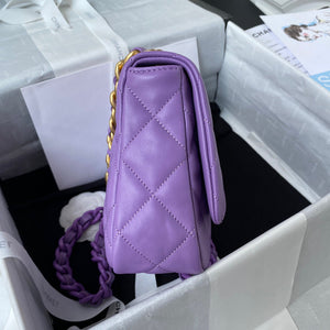 Chanel Small Flap Bag Lambskin Gold-Tone Metal AS3206 Purple - Default Title - View 5