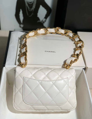 Chanel AS3214 Small Flap Bag Lambskin Gold-Tone Metal White - Default Title - View 2