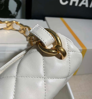 Chanel AS3214 Small Flap Bag Lambskin Gold-Tone Metal White - Default Title - View 6