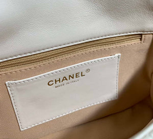 Chanel AS3214 Small Flap Bag Lambskin Gold-Tone Metal White - Default Title - View 8