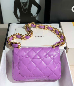 Chanel AS3214 Small Flap Bag Lambskin Gold-Tone Metal Purple - Default Title - View 2