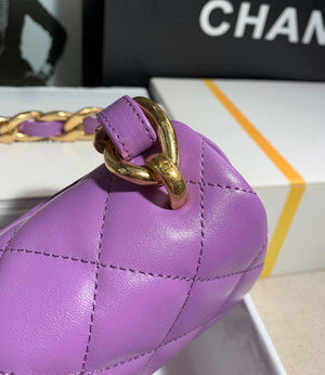 Chanel AS3214 Small Flap Bag Lambskin Gold-Tone Metal Purple - Default Title - View 4