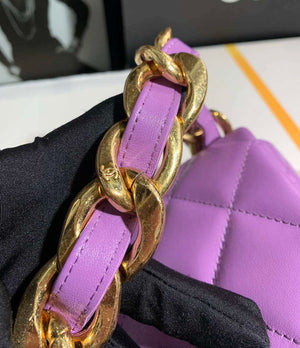 Chanel AS3214 Small Flap Bag Lambskin Gold-Tone Metal Purple - Default Title - View 5