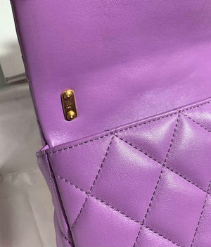 Chanel AS3214 Small Flap Bag Lambskin Gold-Tone Metal Purple - Default Title - View 8