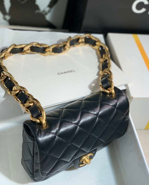 Chanel AS3214 Small Flap Bag Lambskin Gold-Tone Metal Black - Default Title - View 2