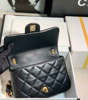 Chanel AS3214 Small Flap Bag Lambskin Gold-Tone Metal Black - Default Title - View 8