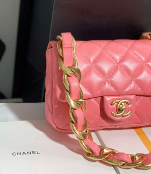 Chanel AS3214 Small Flap Bag Lambskin Gold-Tone Metal Pink - Default Title - View 5