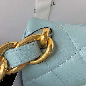 Chanel AS3214 Small Flap Bag Lambskin Gold-Tone Metal Blue - Default Title - View 4