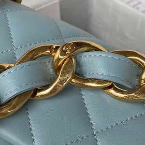 Chanel AS3214 Small Flap Bag Lambskin Gold-Tone Metal Blue - Default Title - View 5