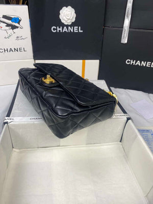 Chanel AS3215 Large Flap Bag Lambskin Gold-Tone Metal Black - Default Title - View 3