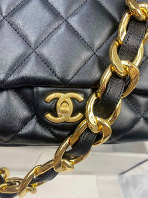 Chanel AS3215 Large Flap Bag Lambskin Gold-Tone Metal Black - Default Title - View 5