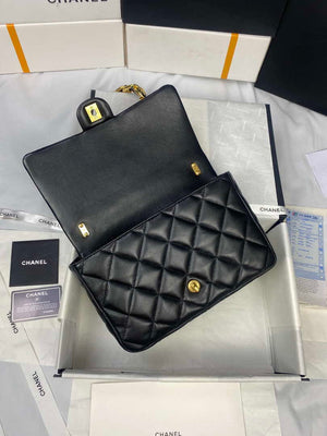 Chanel AS3215 Large Flap Bag Lambskin Gold-Tone Metal Black - Default Title - View 6