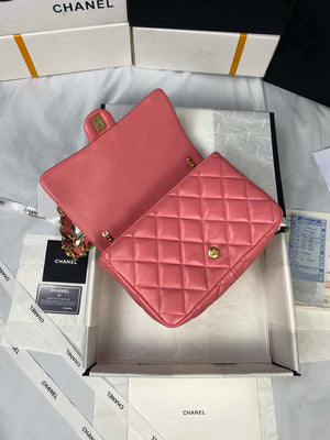 Chanel AS3215 Large Flap Bag Lambskin Gold-Tone Metal Pink - Default Title - View 7