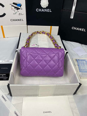Chanel AS3215 Large Flap Bag Lambskin Gold-Tone Metal Purple - Default Title - View 3