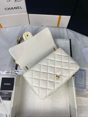 Chanel AS3215 Large Flap Bag Lambskin Gold-Tone Metal White - Default Title - View 7