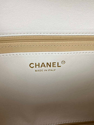 Chanel AS3215 Large Flap Bag Lambskin Gold-Tone Metal White - Default Title - View 8