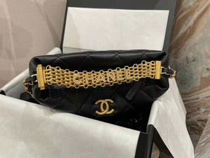 Chanel AS3242 Small Hobo Bag Lambskin Strass Gold-Tone Metal Black - Default Title - View 3