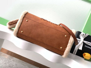 Chanel AS3257 Small Shop Suede & Gold-Tone Brown - Default Title - View 4