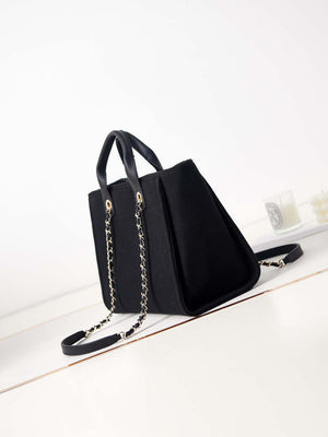 Chanel AS3257 Small Shopping Bag Mixed Fibers Calfskin & Gold-Tone Metal Black - Default Title - View 2