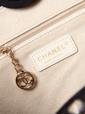 Chanel AS3257 Small Shopping Bag Mixed Fibers Calfskin & Gold-Tone Metal Black - Default Title - View 8