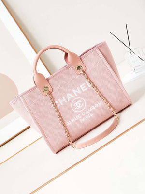 Chanel AS3257 Small Shopping Bag Mixed Fibers Calfskin & Gold-Tone Metal Pink - Default Title - View 1