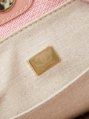 Chanel AS3257 Small Shopping Bag Mixed Fibers Calfskin & Gold-Tone Metal Pink - Default Title - View 9