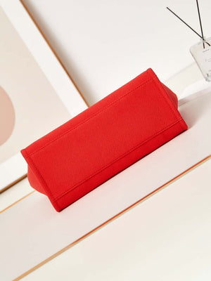 Chanel AS3257 Small Shopping Bag Mixed Fibers Calfskin & Gold-Tone Metal Red - Default Title - View 7