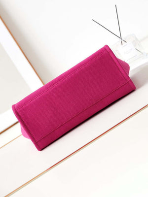 Chanel AS3257 Small Shopping Bag Mixed Fibers Calfskin & Gold-Tone Metal Rose Red - Default Title - View 6