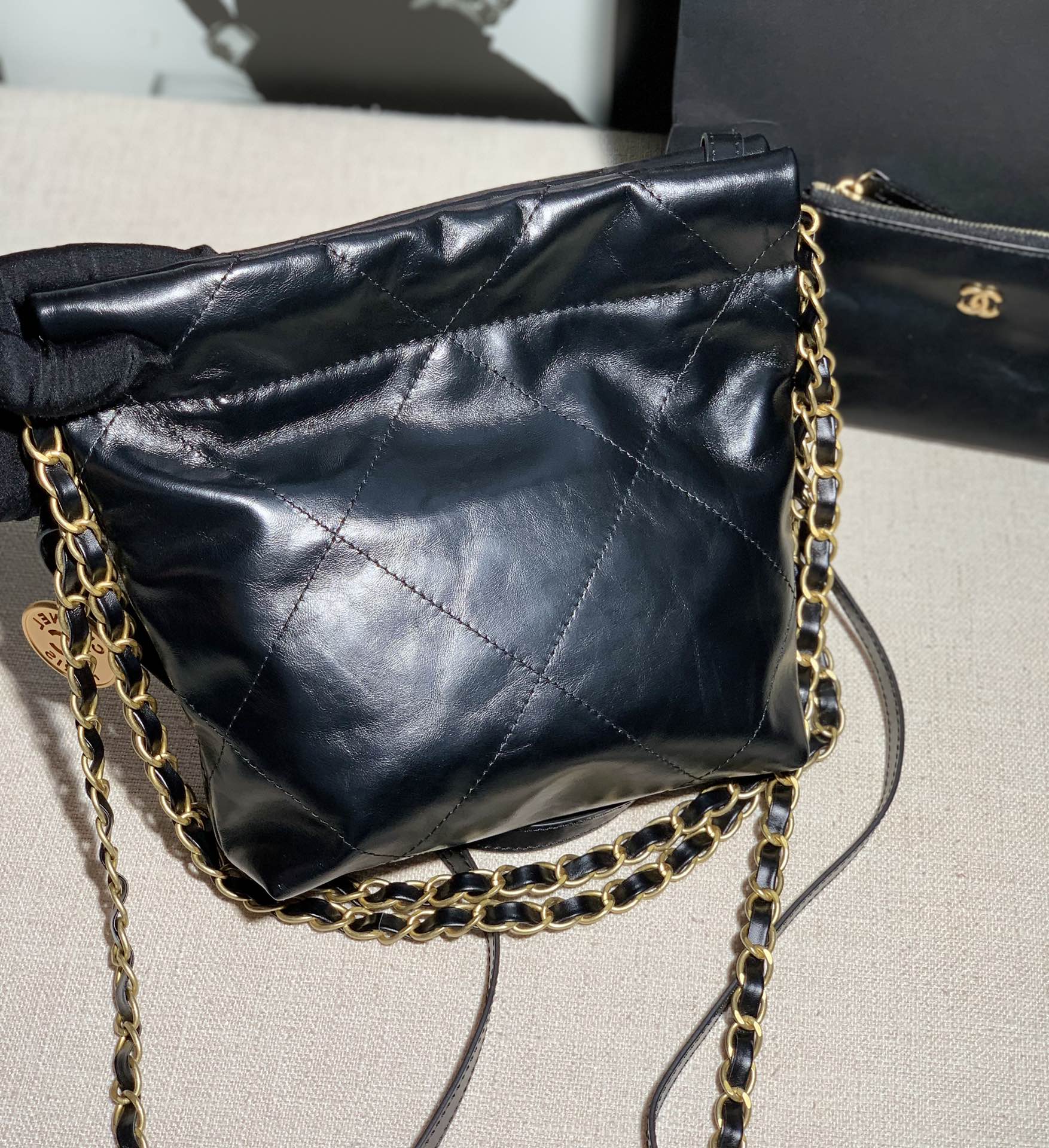 Chanel AS3260 22 Mini Handbag Calfskin Black with Gold A85 - Default Title - View 2