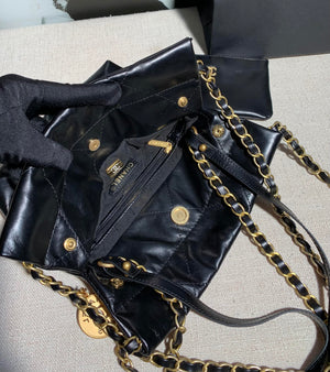 Chanel AS3260 22 Mini Handbag Calfskin Black with Gold A85 - Default Title - View 9