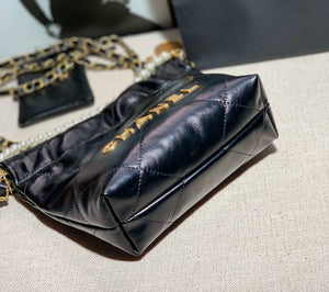 Chanel AS3260 22 Mini Handbag Calfskin Pearl Chain Black with Gold A90 - Default Title - View 4