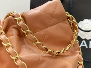 Chanel AS3260 22 Small Handbag Shiny Calfskin Camel Gold Metal - Default Title - View 4