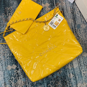 Chanel AS3260 22 Small Handbag Shiny Calfskin Yellow Gold - Default Title - View 7